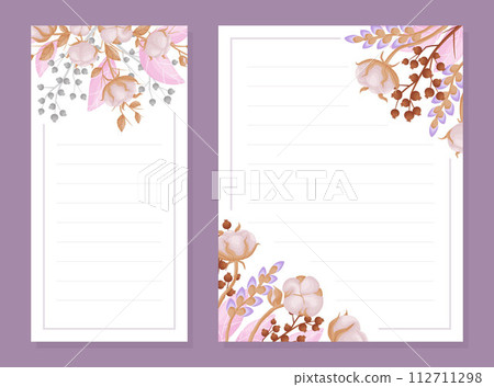 Cotton Plant Empty Note and Reminder Card Design Vector Template 112711298