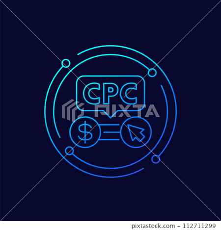 CPC icon, cost per click linear design 112711299