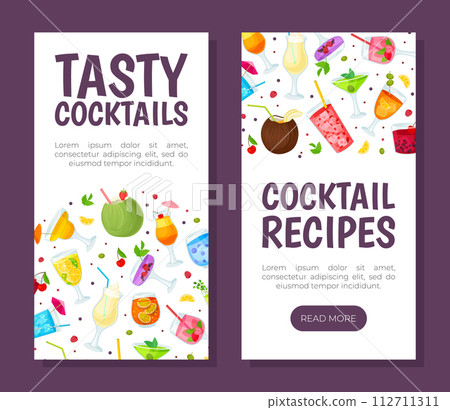 Tasty Cocktail Drink Web Banner Design Vector Template 112711311