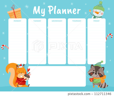 Planner with Cute Christmas Character with Pretty Face Vector Template Planner with Cute Christmas Character with Pretty Face Vector Template 112711346