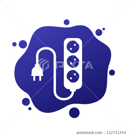 power strip icon, power outlet with cable and plug 112711354