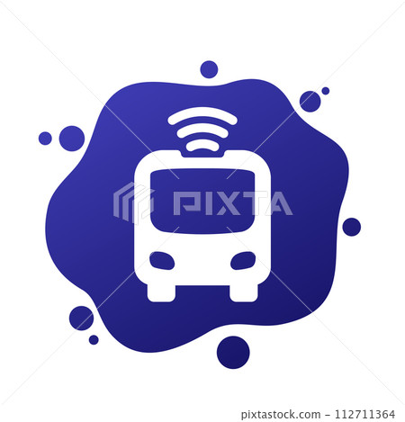 autonomous shuttle bus icon, driverless transport autonomous shuttle bus icon, driverless transport 112711364