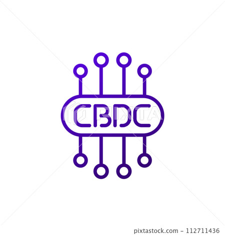 CBDC, digital currency line icon on white 112711436