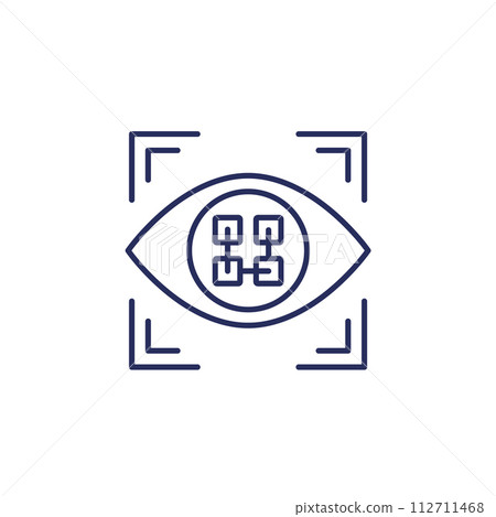 pattern recognition line icon with an eye 112711468