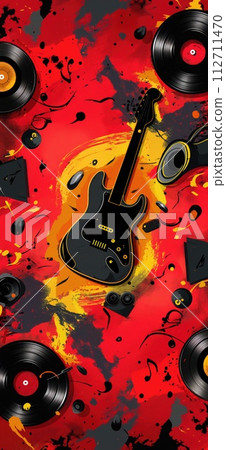 Rock music background. Rock poster. Background for music festival or concert poster or flyer, design template 112711470