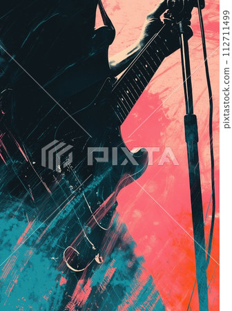 Rock music background. Rock poster. Background for music festival or concert poster or flyer, design template 112711499