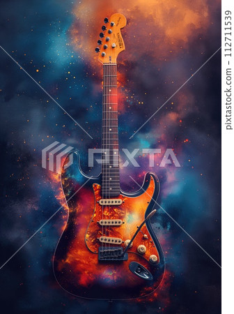 Rock music background. Rock poster. Background for music festival or concert poster or flyer, design template 112711539