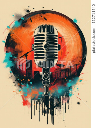 Rock music background. Rock poster. Background for music festival or concert poster or flyer, design template 112711540