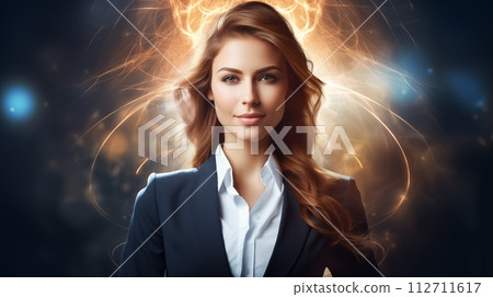 Confident businesswoman radiates assurance with captivating self-assurance, AI Generated Confident businesswoman radiates assurance with captivating self-assurance, AI Generated 112711617