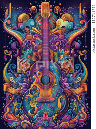 Rock music background. Rock poster. Background for music festival or concert poster or flyer, design template 112711711