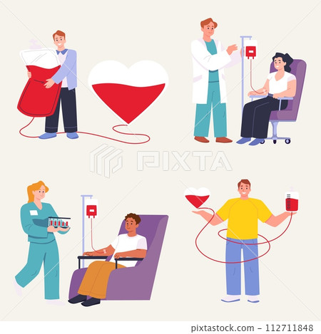 People donating blood set. 112711848