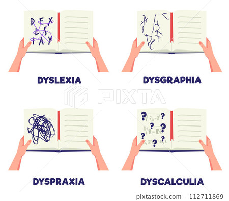 Set of hands holding opened notebooks flat style, vector illustration 112711869