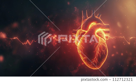 Digital generated heart shape with pulse trace Digital generated heart shape with pulse trace 112712321