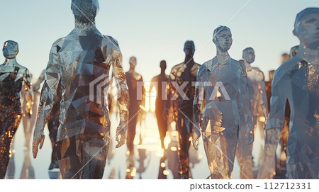 group of glass people, concept of Glassmorphism 112712331