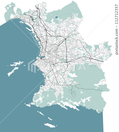 Map of Marseille, France. Detailed city map, metropolitan area. 112712357