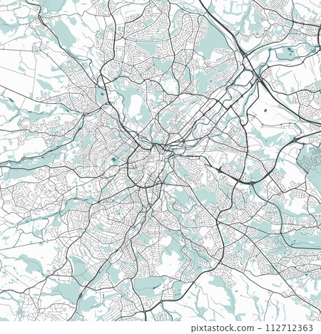 Map of Sheffield, England. Detailed city map, metropolitan area. 112712363