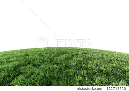 Lush green grass lawn on hill fresh nature isolated on white background with clipping path 3d render Lush green grass lawn on hill fresh nature isolated on white background with clipping path 3d render 112712530