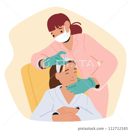 Skilled Cosmetologist Character Carefully Administers Rejuvenating Beauty Injections To A Relaxed Woman In A Serene Skilled Cosmetologist Character Carefully Administers Rejuvenating Beauty Injections To A Relaxed Woman In A Serene 112712585