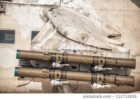 Anti-tank guided missile on helicopter wing Anti-tank guided missile on helicopter wing 112712656