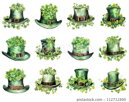 Festive Green Hats with Clovers 112712800