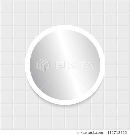 Mirror with chrome frame on white background - round shape 112712813