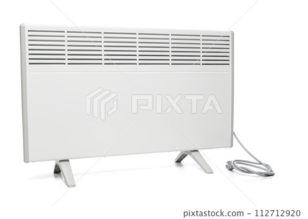 Electric heater battery. Radiator. Home electric heater convector isolated on white background. Equipment for rapid heating of the room 112712920