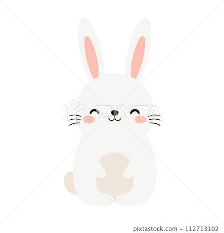 Adorable boho Easter bunny. Cartoon rabbit character for kids cards, baby shower, invitation, poster. Vector stock illustration Adorable boho Easter bunny. Cartoon rabbit character for kids cards, baby shower, invitation, poster. Vector stock illustration 112713102