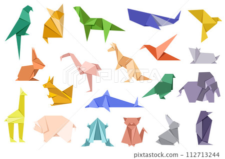 Animal origami vector. Origami japanese animal set. Modern hobby. Vector illustration EPS10 Animal origami vector. Origami japanese animal set. Modern hobby. Vector illustration EPS10 112713244