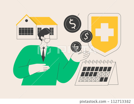 Paid leave for quarantined workers abstract concept vector illustration. Paid leave for quarantined workers abstract concept vector illustration. 112713382