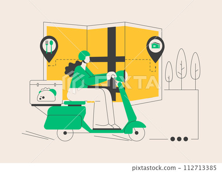 Food delivery abstract concept vector illustration. Food delivery abstract concept vector illustration. 112713385