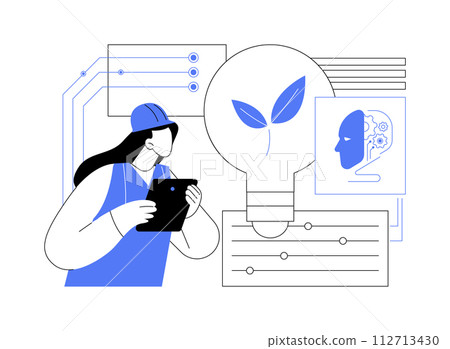 AI-Enhanced Energy Efficiency Consulting abstract concept vector illustration. 112713430