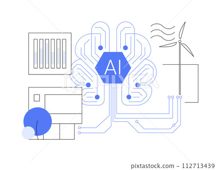 AI-Optimized Smart Grids abstract concept vector illustration. 112713439