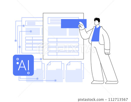 AI-Supported Document Automation abstract concept vector illustration. 112713567