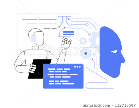 AI-Supported Robotics and Automation abstract concept vector illustration. 112713597