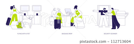 Commercial air transport abstract concept vector illustrations. 112713604