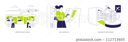Airport services abstract concept vector illustrations. Airport services abstract concept vector illustrations. 112713605