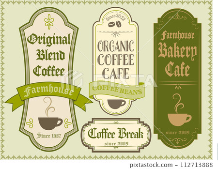 具有古色古香感覺的標籤和邊框材質。 112713888