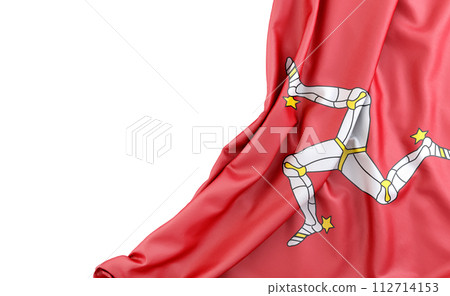 Flag of Isle of Man with empty space on the left. Isolated. 3D Rendering Flag of Isle of Man with empty space on the left. Isolated. 3D Rendering 112714153