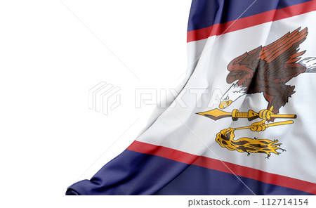 Flag of American Samoa with empty space on the left. Isolated. 3D Rendering 112714154