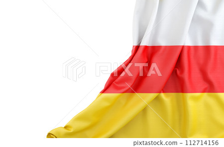 Flag of South Ossetia with empty space on the left. Isolated. 3D Rendering Flag of South Ossetia with empty space on the left. Isolated. 3D Rendering 112714156