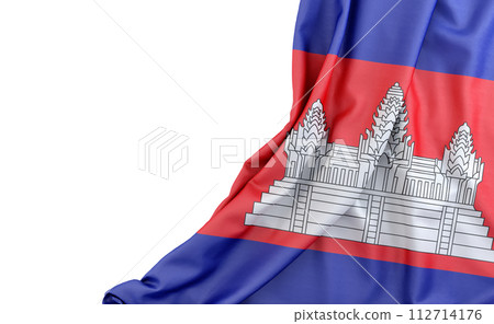 Flag of Cambodia with empty space on the left. Isolated. 3D Rendering Flag of Cambodia with empty space on the left. Isolated. 3D Rendering 112714176