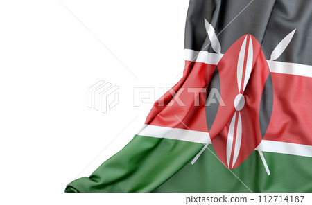 Flag of Kenya with empty space on the left. Isolated. 3D Rendering 112714187