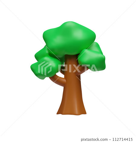 Green tree 3D realistic vector, render volume oak or linden forest plant, flora game asset, nature design element Green tree 3D realistic vector, render volume oak or linden forest plant, flora game asset, nature design element 112714415