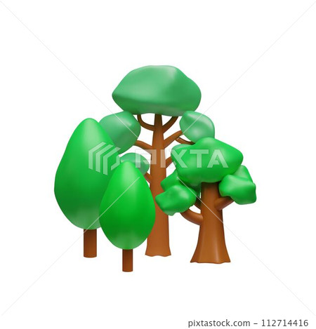 Cartoon forest trees. 3D vector illustration Cartoon forest trees. 3D vector illustration 112714416