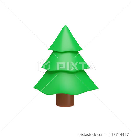 Fir tree 3D realistic vector, render volume green spruce forest plant, flora game asset, nature design element Fir tree 3D realistic vector, render volume green spruce forest plant, flora game asset, nature design element 112714417