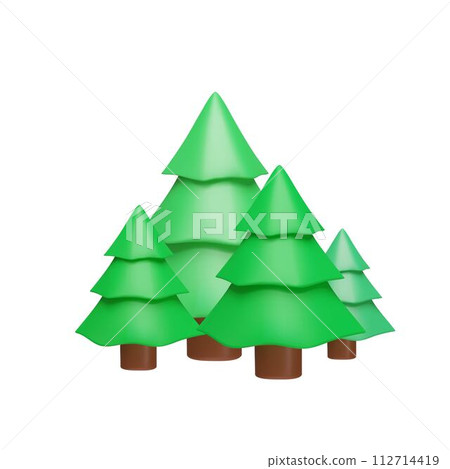 A set of 3D Christmas trees for a game or design background. A set of 3D Christmas trees for a game or design background. 112714419