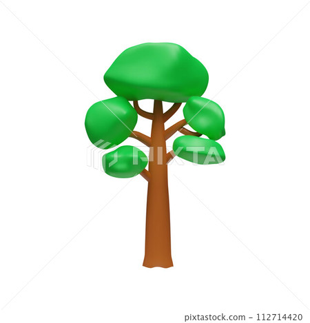 Abstract tall tree with green foliage, 3D vector icon for design use. 112714420