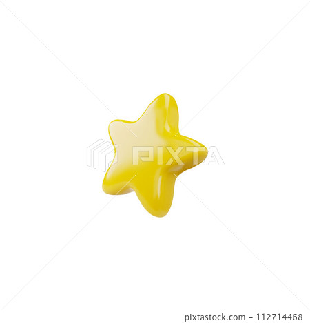Yellow five pointed star realistic 3d vector, golden rating icon, achievement for game ui app interface, best quality 112714468