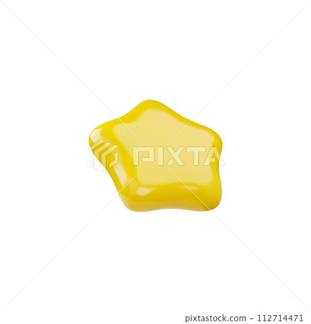 3D vector icon of a five-pointed star in yellow color on an isolated background. 112714471