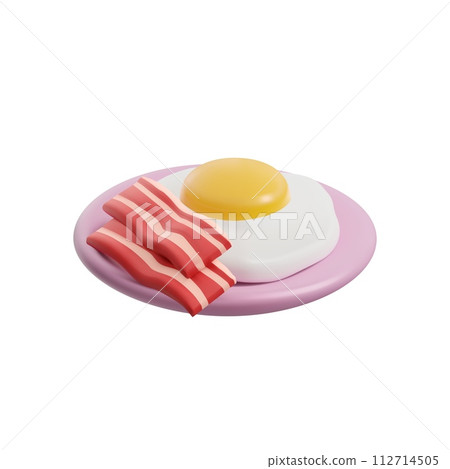 Breakfast egg and bacon on pink plate vector illustration Breakfast egg and bacon on pink plate vector illustration 112714505